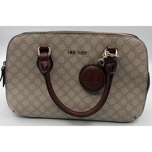 Nine West Handbag Clutch Tan With Dark Brown Accents